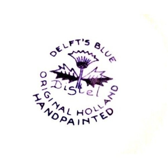 Vintage Delf Blue Distal Floral Ashtray 6" Art Pottery Hand Panted - Picture 3 of 4